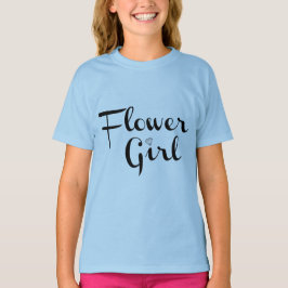 Camiseta Guión retro de chica flor negro sobre azul
