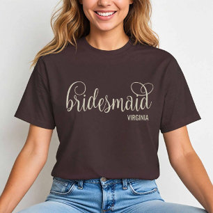 Camiseta Guión retro natural en la dama de honor marrón de