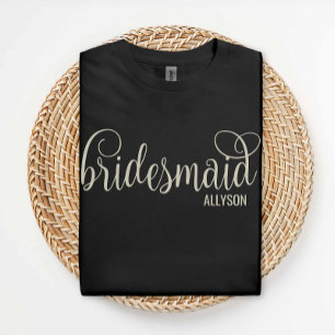 Camiseta Guión retro natural en la dama de honor negra