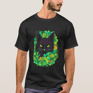 Camiseta Guirnalda Botánica Floral de Gato Negro Estética