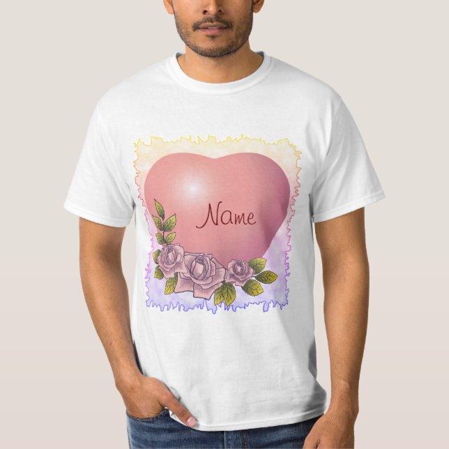 Camiseta Guirnalda de rosas rosadas (Anverso)