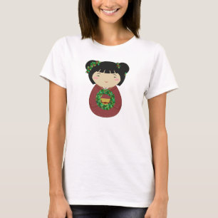 Camiseta Guirnalda del navidad de Kokeshi