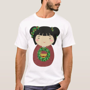Camiseta Guirnalda del navidad de Kokeshi