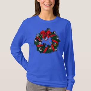 Camiseta Guirnalda del navidad de los pájaros del patio