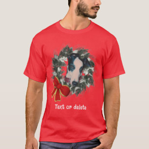 Camiseta Guirnalda personalizada de galgo gris de Navidad