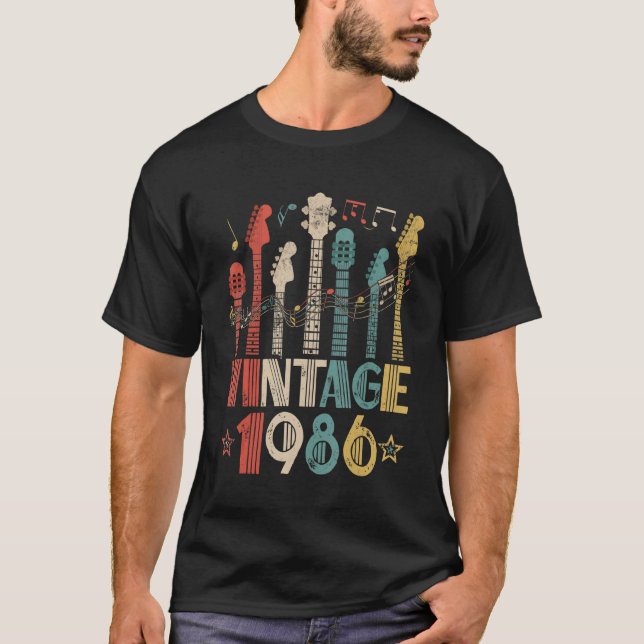 Camiseta Guit de cumpleaños Retro Vintage 1986 (Anverso)