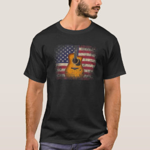Camiseta Guitar 4Th Of July Gift American Flag USA - Countr
