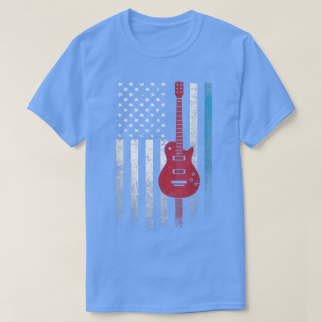 Camiseta Guitar 4th of July Gift American Flag USACountry M (Diseño del anverso)