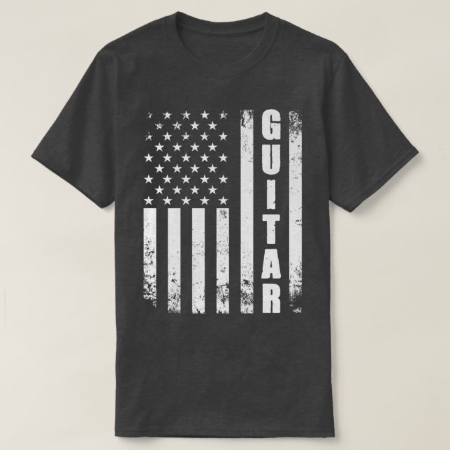 Camiseta Guitar American Flag USA Country Music Guitar Play (Diseño del anverso)