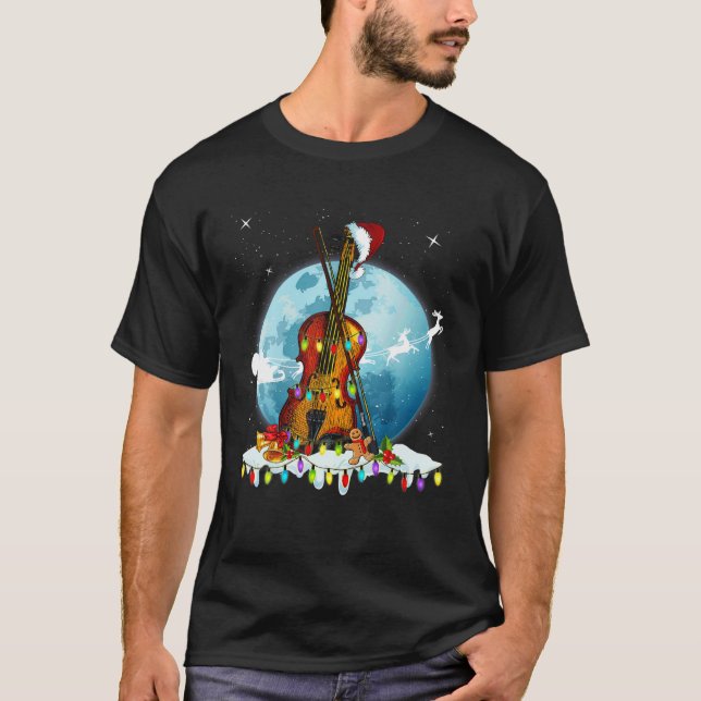 Camiseta Guitar Árbol de Navidad Santa Hat navidad luz guit (Anverso)