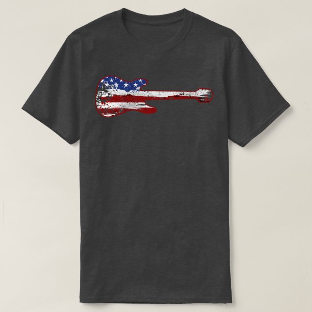 Camiseta Guitar Bandera Americana Vintage 2 (Diseño del anverso)