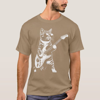 Camiseta Guitar Cat Novelty Rock Music Band Concert Funny C