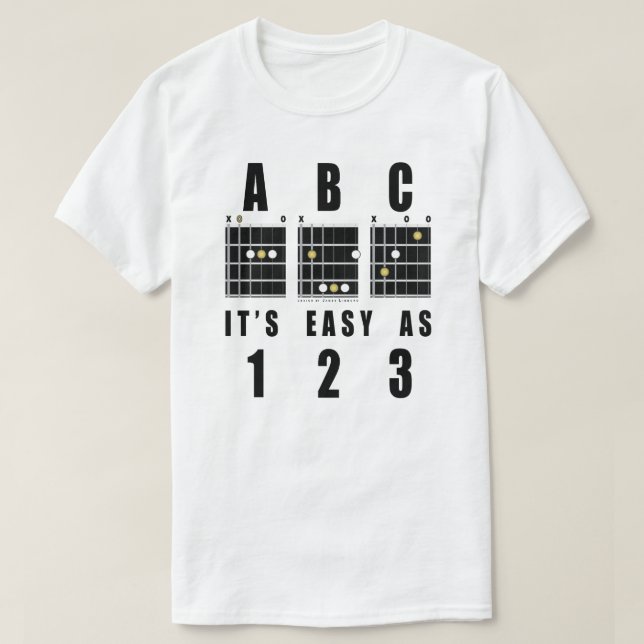 Camiseta Guitar Chords ABC Es fácil como 123 (Diseño del anverso)