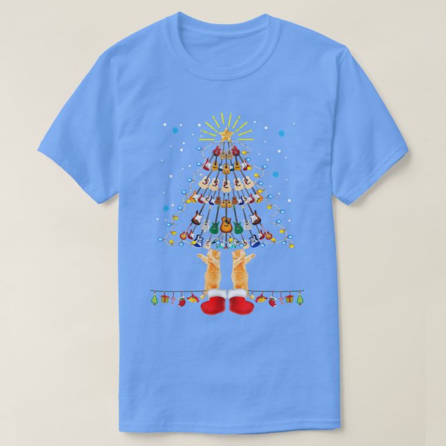 Camiseta Guitar Christmas Tree Xmas Cat lover (Diseño del anverso)