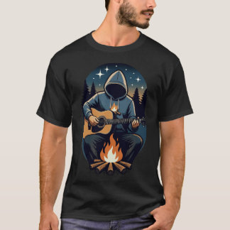 Camiseta guitar cruzada con llama de cerilla / campT-Shirt