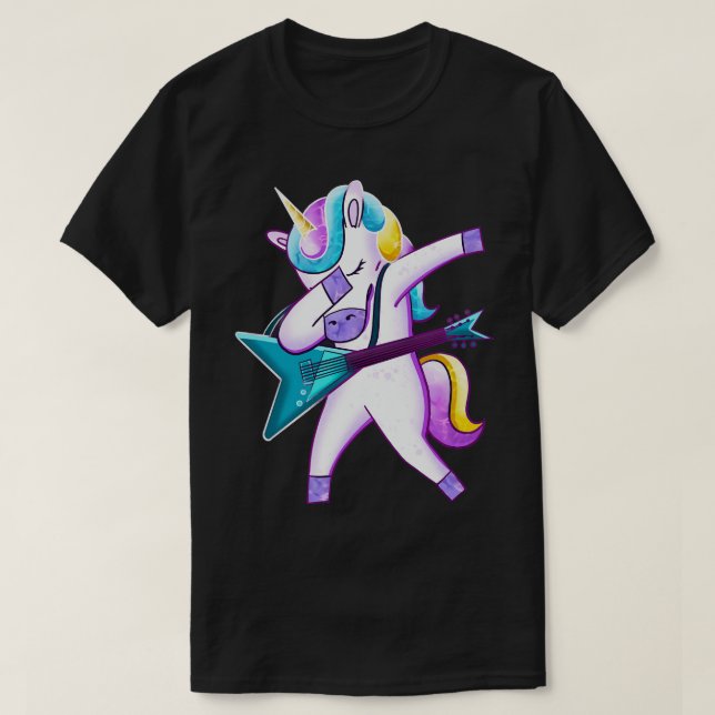 Camiseta Guitar Dabbing Unicorn (Diseño del anverso)