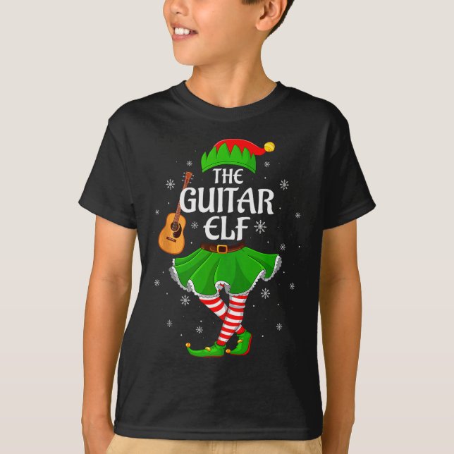 Camiseta Guitar Elf Christmas Family Girls Women Elf Squad  (Anverso)
