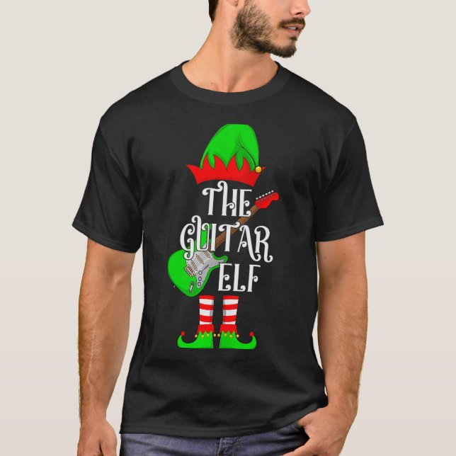 Camiseta Guitar Elf Christmas Pajamas Matching Family Elf S (Anverso)