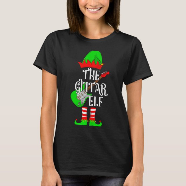 Camiseta Guitar Elf Christmas Pajamas Matching Family Elf S (Anverso)