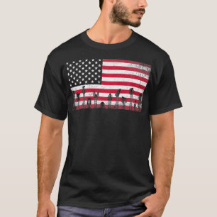 Camiseta Guitar  For Men American Flag Vintage Music Musici