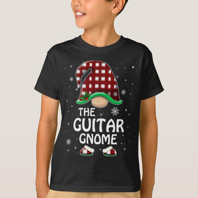 Camiseta Guitar Gnome Buffalo Plaid Matemático Grupo C (Anverso)