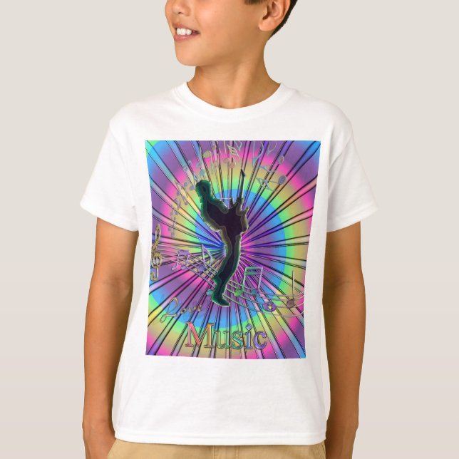 Camiseta Guitar God Psychedeld Rainbow Music T-Shirt (Anverso)