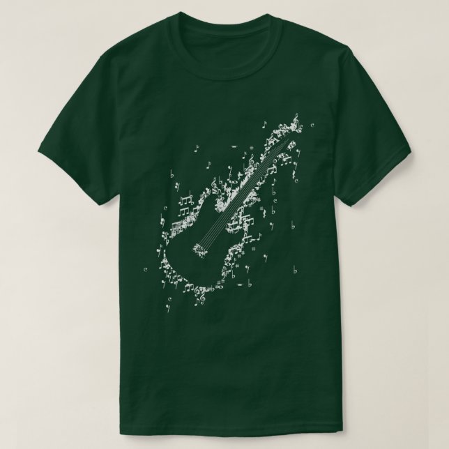 Camiseta Guitar Guitarist Player Rock Musician Music Notes  (Diseño del anverso)