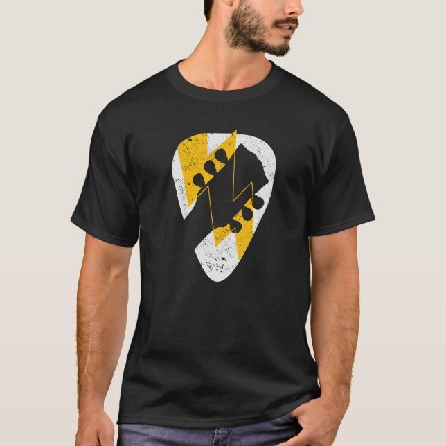 Camiseta Guitar Headstock guitarist Thunderstorm strike Pla (Anverso)