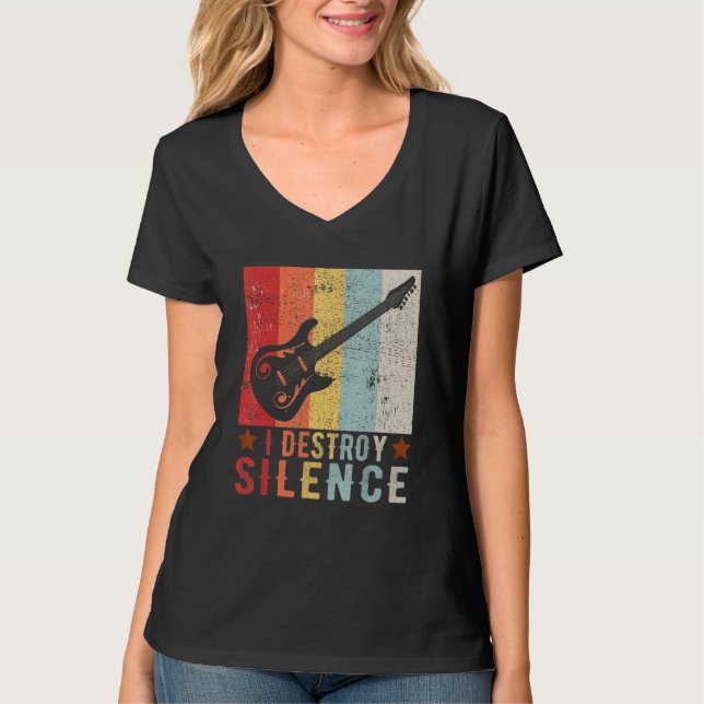 Camiseta Guitar Instrument I Destroy Silence white 1 (Anverso)