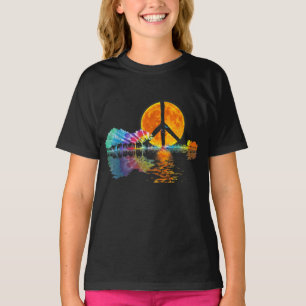 Camiseta Guitar Lake Shadow Peace Love Guitar Hippie