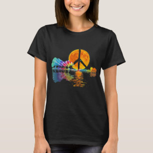 Camiseta Guitar Lake Shadow Peace Love Guitar Hippie