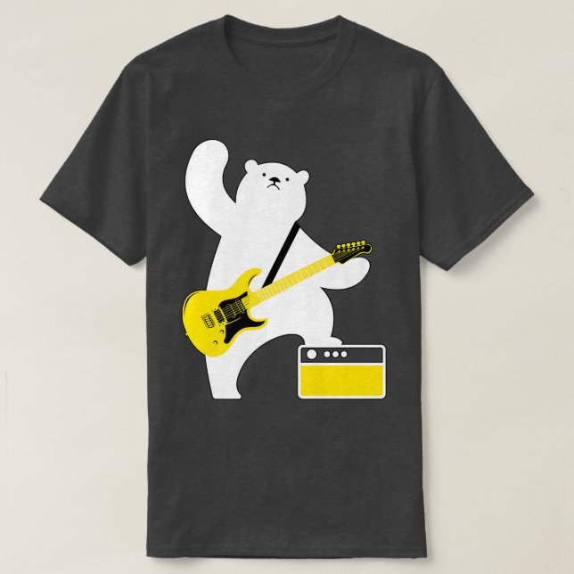 Camiseta Guitar Lover Bear Playing Bass Guitar Guitarists M (Diseño del anverso)