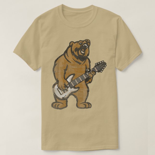 Camiseta Guitar Lover Bear Playing Bass Guitar Guitarists M (Diseño del anverso)