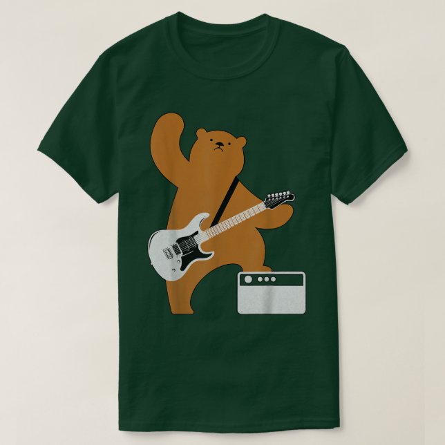 Camiseta Guitar Lover Bear Playing Bass Guitar Guitarists M (Diseño del anverso)