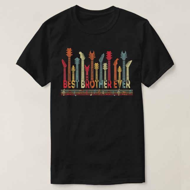 Camiseta Guitar Lover Best Brother Ever Retro Music Fathers (Diseño del anverso)