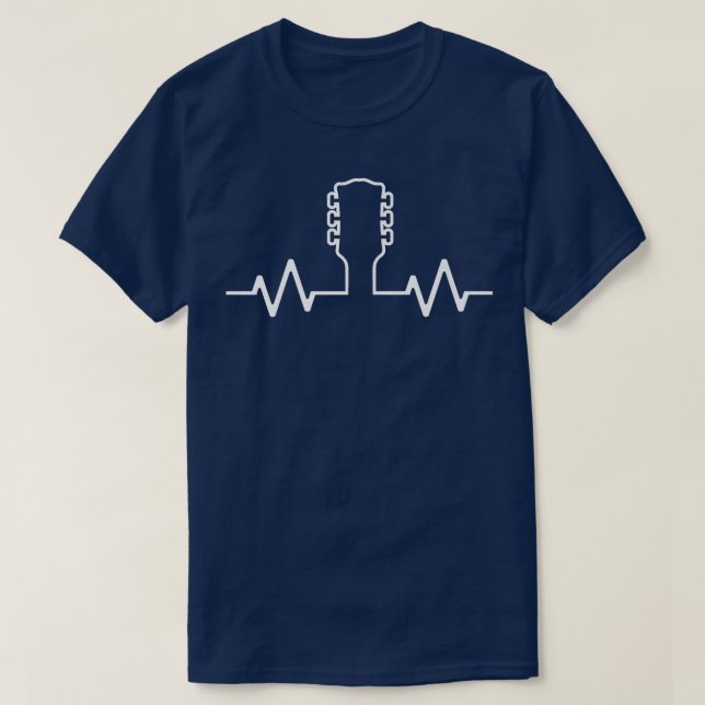 Camiseta Guitar Lover EKG Heartbeat Acoustic Guitarist Play (Diseño del anverso)