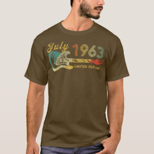 Camiseta Guitar Lover Regalos De 59 Años Julio 1963 Limited