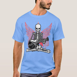 Camiseta Guitar Music Lover Skeleton Wings Angel Guitar Roc