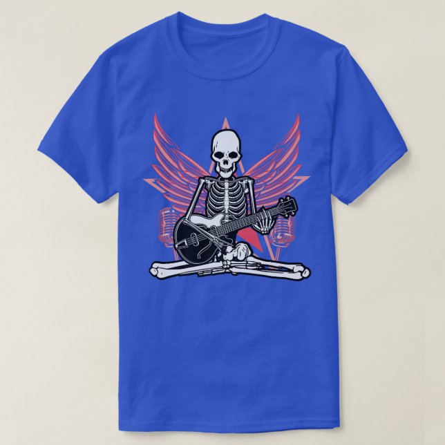 Camiseta Guitar Music Lover Skeleton Wings Angel Guitar Roc (Diseño del anverso)