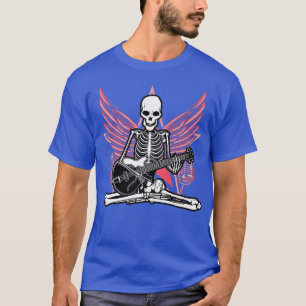 Camiseta Guitar Music Lover Skeleton Wings Angel Guitar Roc