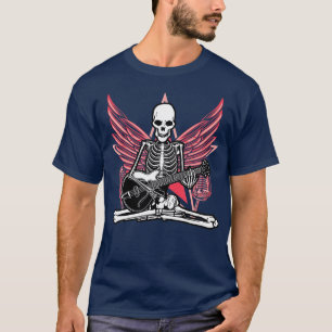 Camiseta Guitar Music Lover Skeleton Wings Angel Guitar Roc