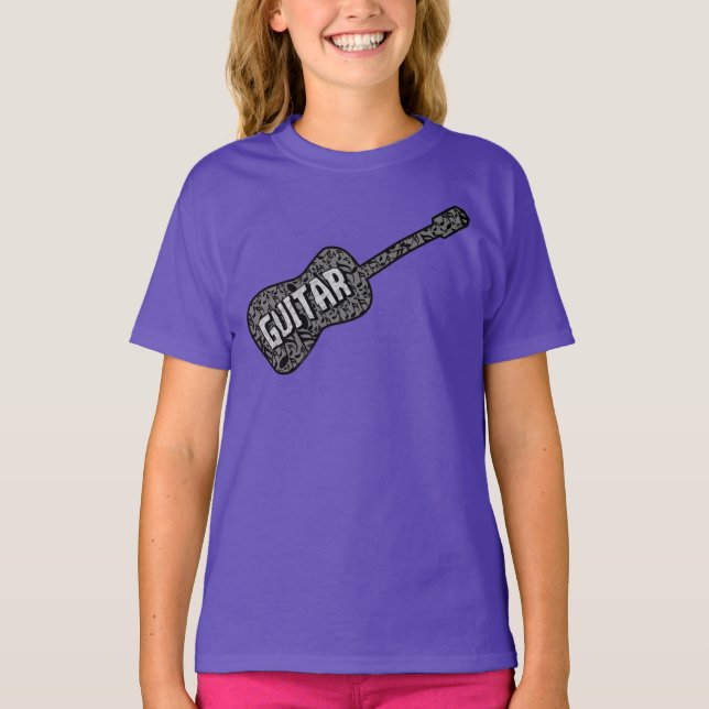 Camiseta Guitar Music Notes Text (Anverso)