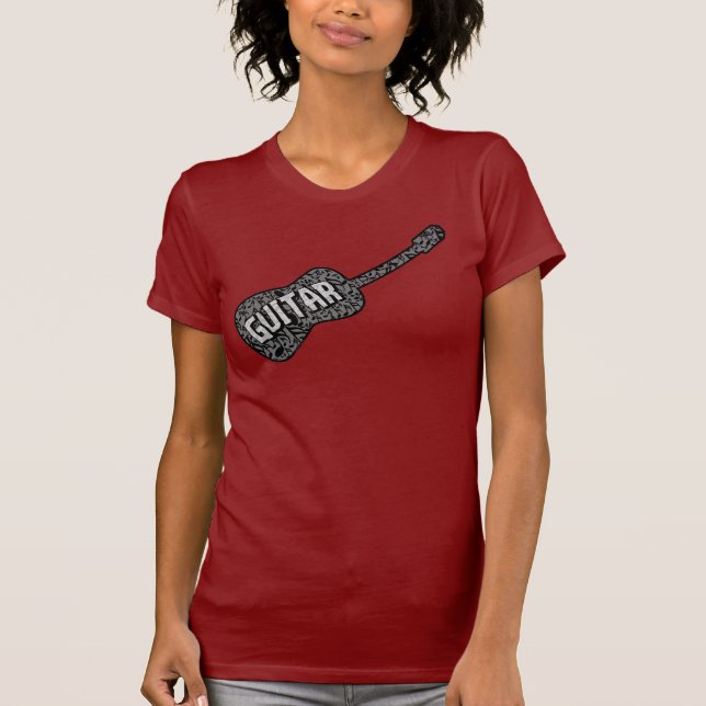 Camiseta Guitar Music Notes Text (Anverso)