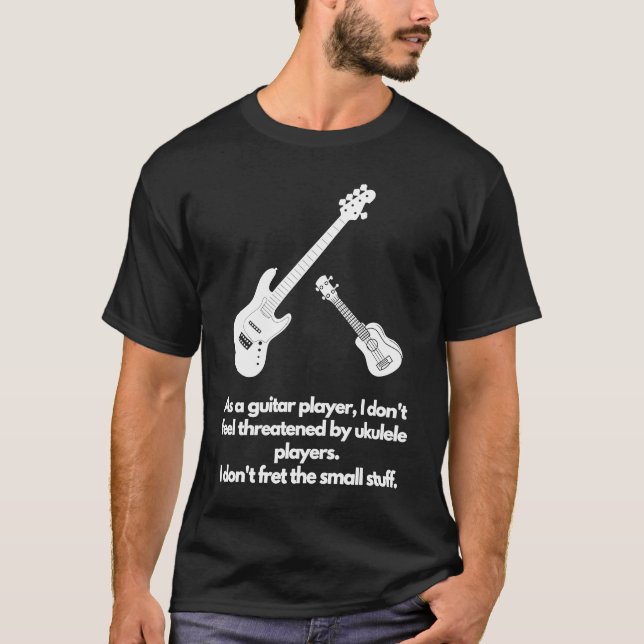 Camiseta Guitar No me importa lo pequeño. (Anverso)