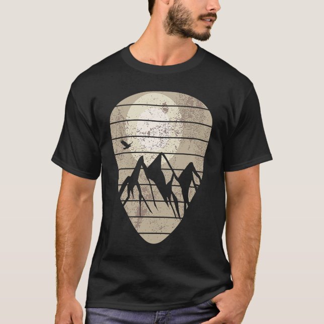 Camiseta Guitar Pick Mountain Cool Guitar Player Guitarist  (Anverso)