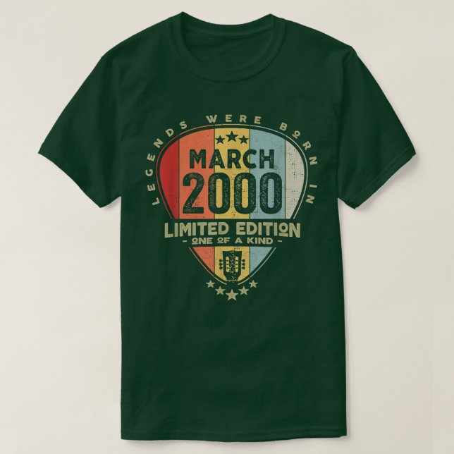 Camiseta Guitar PickLegends Nació En Marzo De 2000 Guitar (Diseño del anverso)