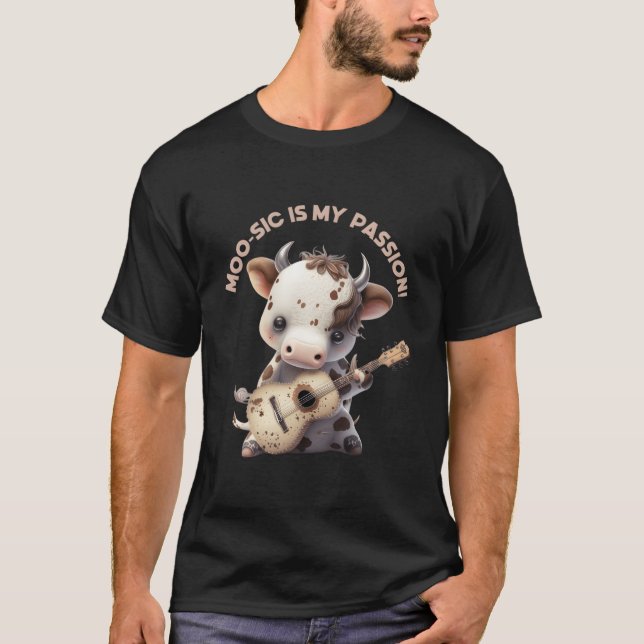 Camiseta Guitar Playing Cow Kawaii Music Guitarist (Anverso)