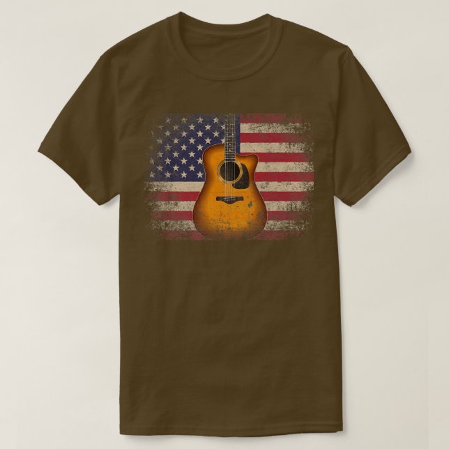 Camiseta Guitar Regalo 4 De Julio Bandera Americana Usa - P (Diseño del anverso)