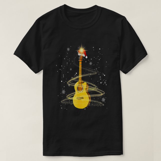 Camiseta Guitar Santa Hat Árbol de Navidad Divertido música (Diseño del anverso)