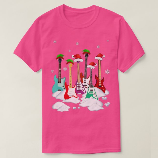 Camiseta Guitar Santa Hat Árbol de Navidad Divertido música (Diseño del anverso)